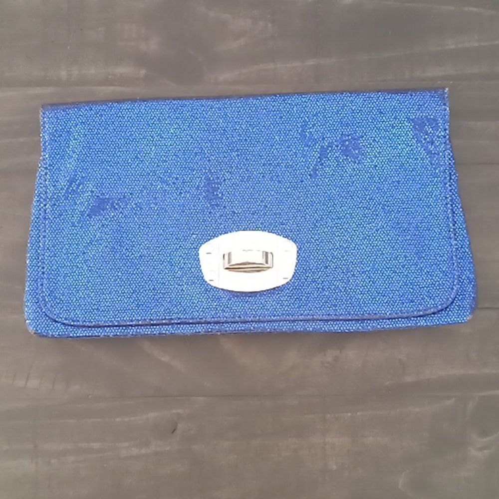 Armani Exchange blue glitter clutch